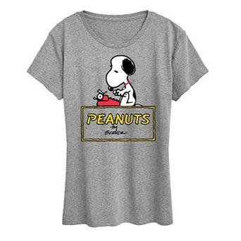 Women's Peanuts Snoopy Typing Logo Graphic Tee