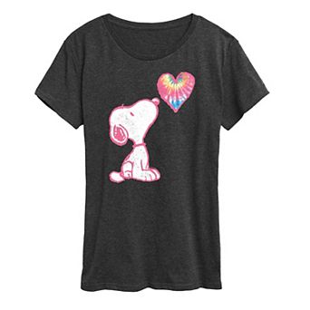 Women's Peanuts Pastel Rainbow Heart Graphic Tee