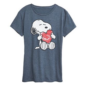 Women's Peanuts Snoopy With Heart Graphic Tee
