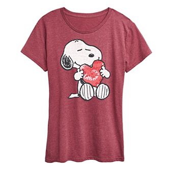 Women's Peanuts Snoopy With Heart Graphic Tee