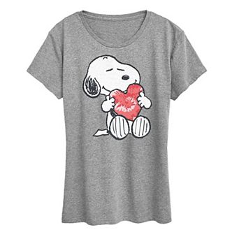 Women's Peanuts Snoopy With Heart Graphic Tee
