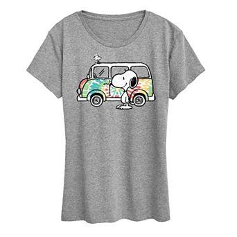 Women's Peanuts Snoopy Tie Dye Van Graphic Tee