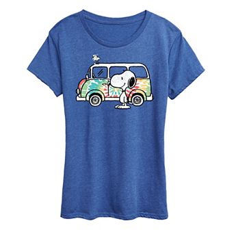 Women's Peanuts Snoopy Tie Dye Van Graphic Tee