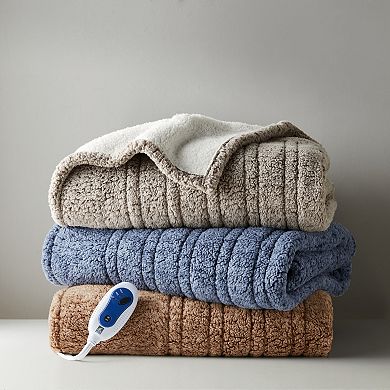 Sleep Philosophy Marbled Sherpa Electric Heated Throw