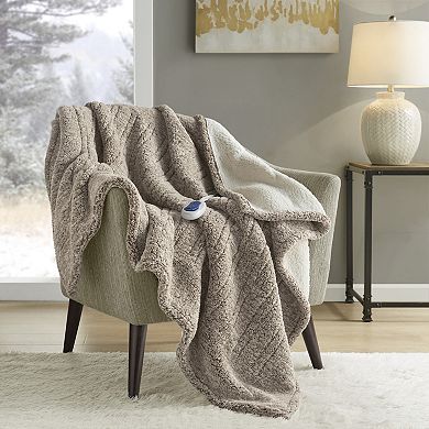 True North Marbled Sherpa Electric Heated Throw