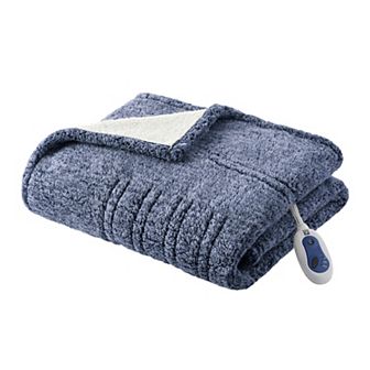Sleep Philosophy Marbled Sherpa Electric Heated Throw Blanket