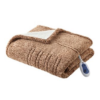 Sleep Philosophy Marbled Sherpa Electric Heated Throw Blanket
