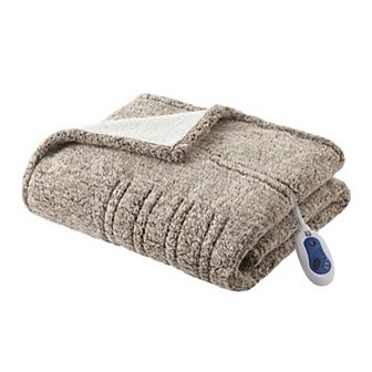 Sleep Philosophy Marbled Sherpa Electric Heated Throw Blanket