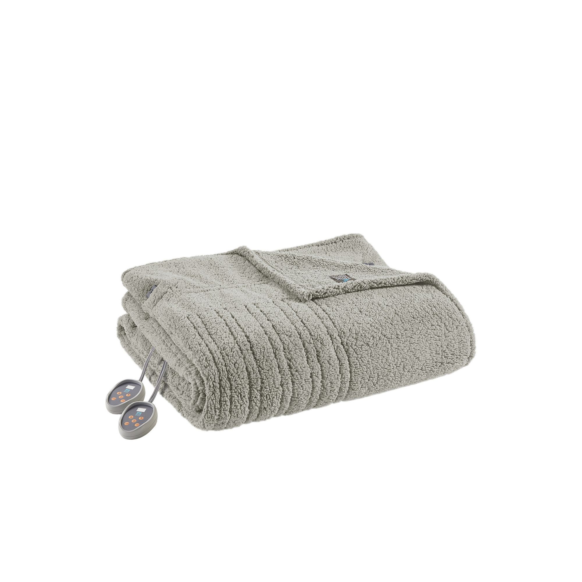 Sleep Philosophy Sherpa Electric Heated Blanket, Gray