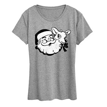 Women's Santa And Reindeer Graphic Tee