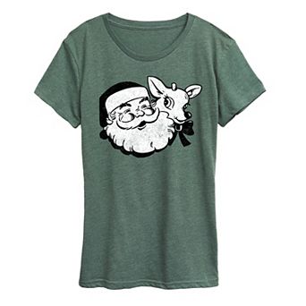 Women's Santa And Reindeer Graphic Tee