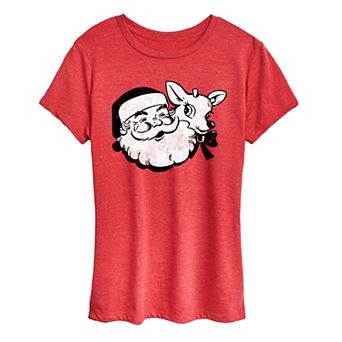 Women's Santa And Reindeer Graphic Tee