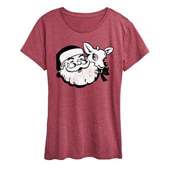 Women's Santa And Reindeer Graphic Tee