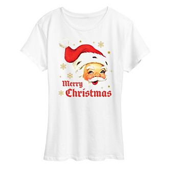Women's Merry Christmas Vintage Santa Graphic Tee
