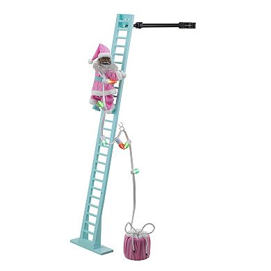 Mr. Christmas Animated Pastel Super Climbing Deep Skin Tone Santa