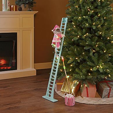 Mr. Christmas Animated Pastel Super Climbing Deep Skin Tone Santa