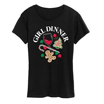 Women's Girl Dinner Christmas Graphic Tee