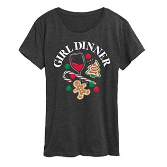 Women's Girl Dinner Christmas Graphic Tee