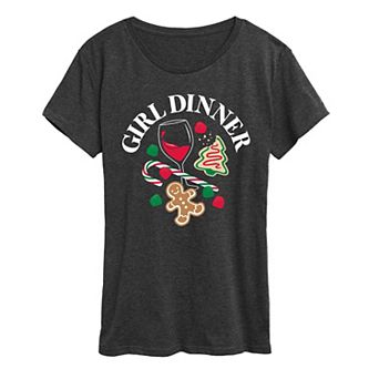 Women's Girl Dinner Christmas Graphic Tee