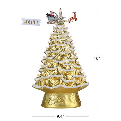 Mr. Christmas 90th Anniversary Collection Lit Ceramic Tree with Animated Santa's Sleigh