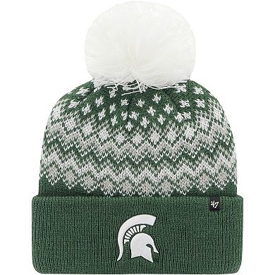 Women's '47 Green Michigan State Spartans Elsa Cuffed Knit Hat with Pom