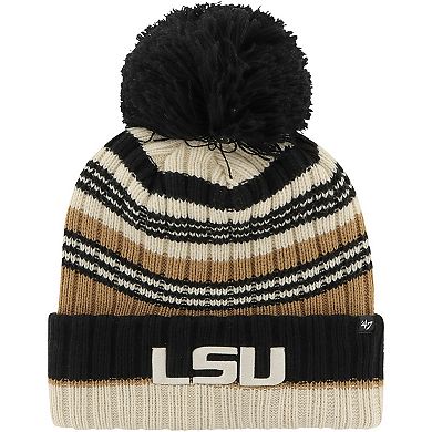 Women's '47 Khaki LSU Tigers Barista Cuffed Knit Hat with Pom