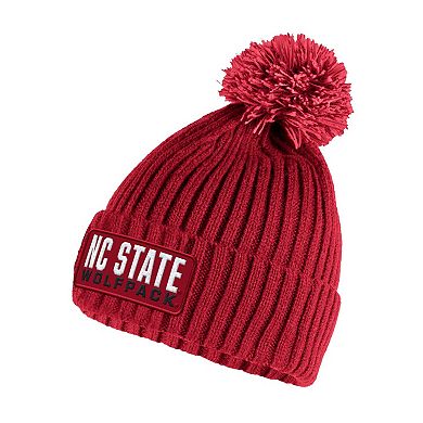 Men's adidas Red NC State Wolfpack Modern Ribbed Cuffed Knit Hat with Pom