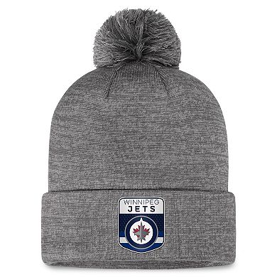Men's Fanatics Branded  Gray Winnipeg Jets Authentic Pro Home Ice Cuffed Knit Hat with Pom
