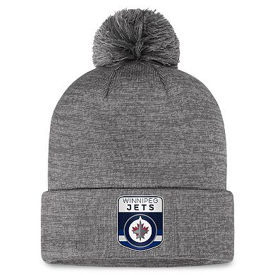 Men's Fanatics Branded Gray Winnipeg Jets Authentic Pro Home Ice Cuffed Knit Hat with Pom