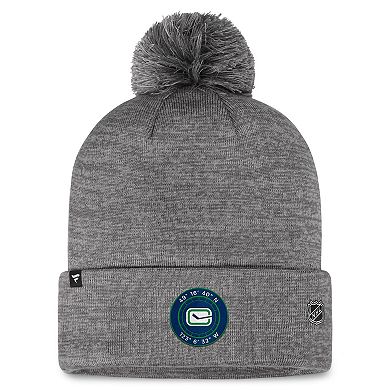 Men's Fanatics Branded  Gray Vancouver Canucks Authentic Pro Home Ice Cuffed Knit Hat with Pom