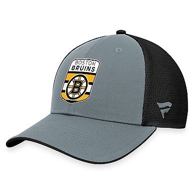 Men's Fanatics Branded  Gray/Black Boston Bruins Authentic Pro Home Ice Trucker Adjustable Hat