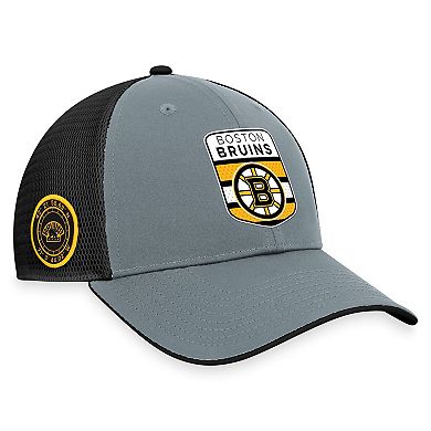 Men's Fanatics Branded  Gray/Black Boston Bruins Authentic Pro Home Ice Trucker Adjustable Hat