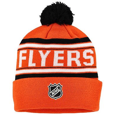 Youth Philadelphia Flyers Orange Jacquard Cuffed Knit Hat with Pom