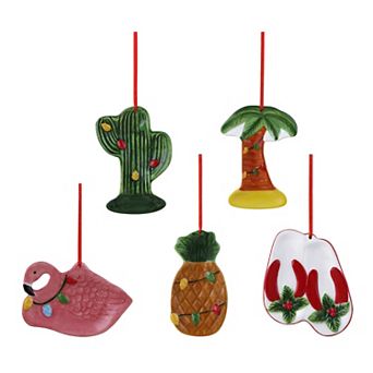 Mr Christmas 5 pc Ceramic Tropical Ornament Set