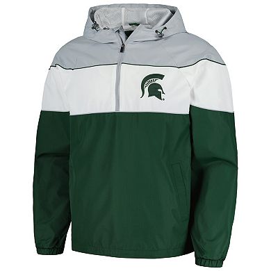 Men's G-III Sports by Carl Banks Green Michigan State Spartans Center Line Half-Zip Raglan Hoodie Jacket