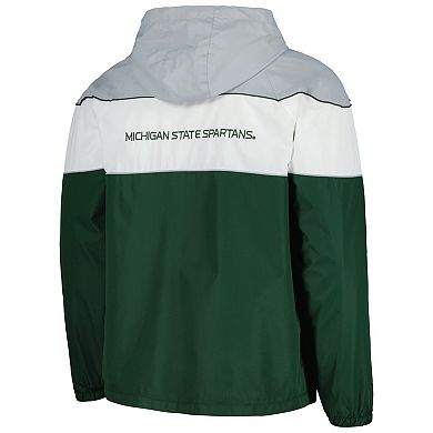 Men's G-III Sports by Carl Banks Green Michigan State Spartans Center Line Half-Zip Raglan Hoodie Jacket