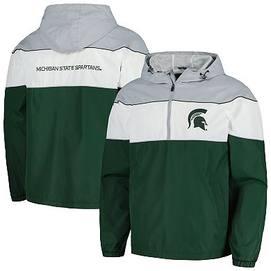 Men's G-III Sports by Carl Banks Green Michigan State Spartans Center Line Half-Zip Raglan Hoodie Jacket