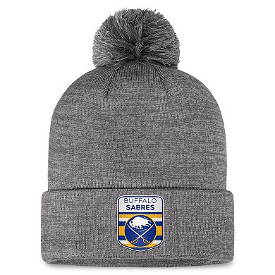 Men's Fanatics Branded  Gray Buffalo Sabres Authentic Pro Home Ice Cuffed Knit Hat with Pom