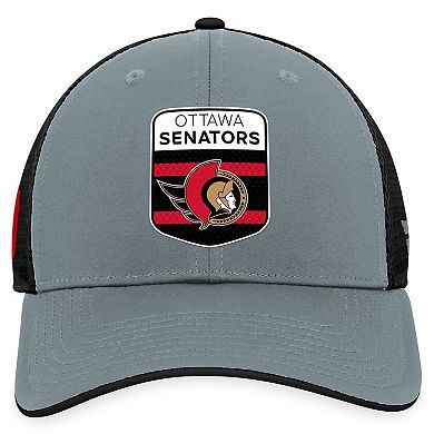 Men's Fanatics Branded Gray/Black Ottawa Senators Authentic Pro Home Ice Trucker Adjustable Hat