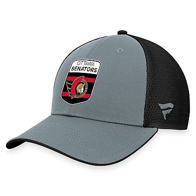 Men's Fanatics Branded  Gray/Black Ottawa Senators Authentic Pro Home Ice Trucker Adjustable Hat