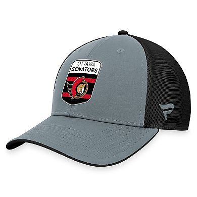 Men's Fanatics Branded Gray/Black Ottawa Senators Authentic Pro Home Ice Trucker Adjustable Hat