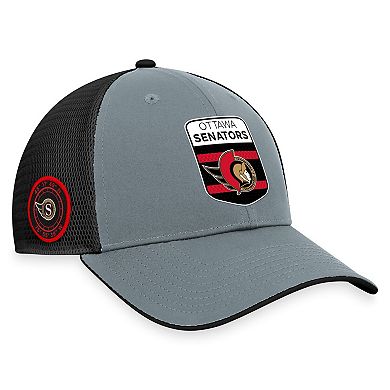 Men's Fanatics Branded Gray/Black Ottawa Senators Authentic Pro Home Ice Trucker Adjustable Hat