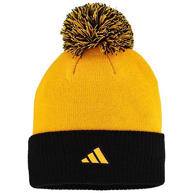Women's adidas Gold Pittsburgh Penguins Laurel Cuffed Knit Hat with Pom
