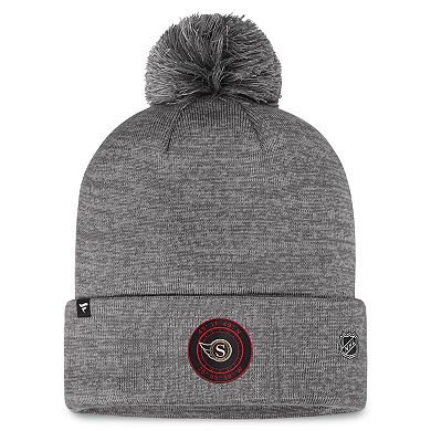 Men's Fanatics Branded Gray Ottawa Senators Authentic Pro Home Ice Cuffed Knit Hat with Pom