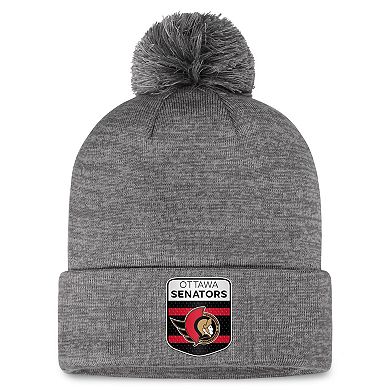 Men's Fanatics Branded  Gray Ottawa Senators Authentic Pro Home Ice Cuffed Knit Hat with Pom