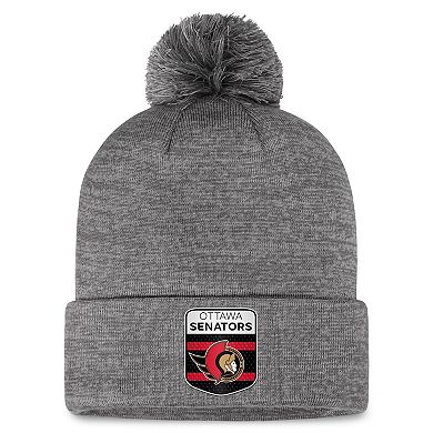Men's Fanatics Branded Gray Ottawa Senators Authentic Pro Home Ice Cuffed Knit Hat with Pom