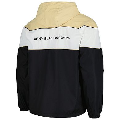 Men's G-III Sports by Carl Banks Black Army Black Knights Center Line Half-Zip Raglan Hoodie Jacket