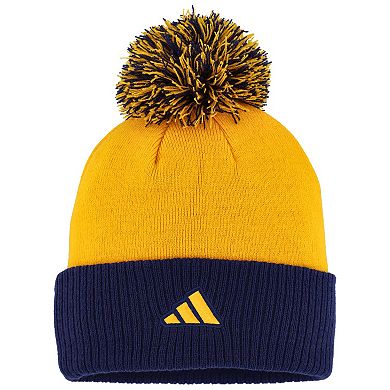 Women's adidas Gold Nashville Predators Laurel Cuffed Knit Hat with Pom
