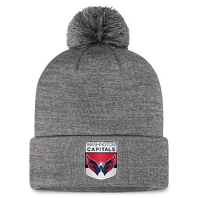 Men's Fanatics Branded Gray Washington Capitals Authentic Pro Home Ice Cuffed Knit Hat with Pom