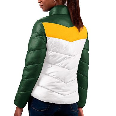 Women's G-III 4Her by Carl Banks White/Green Green Bay Packers New Star Quilted Full-Zip Jacket